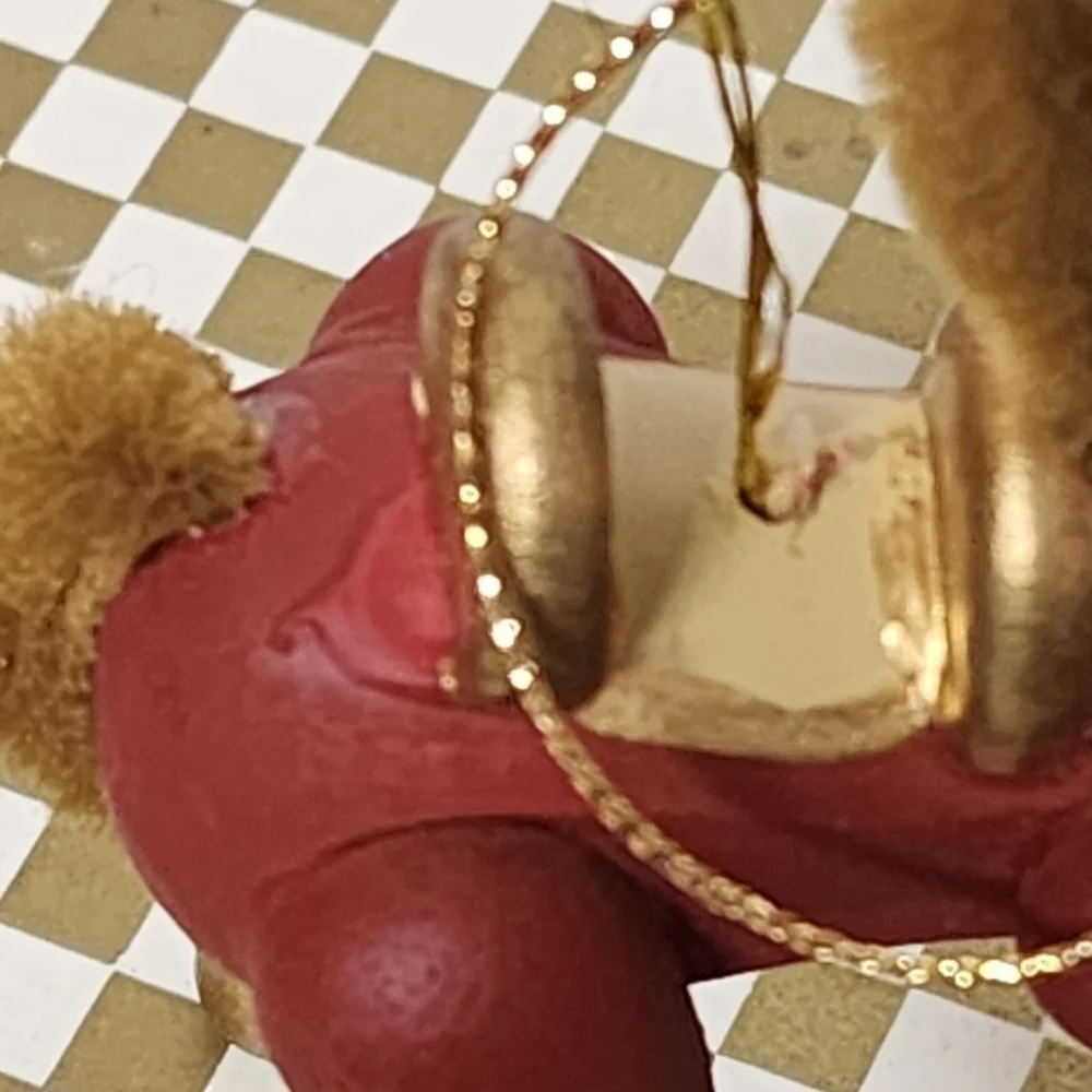 Red Wooden Horse Christmas Ornament Mane and Tail Russ Taiwan Vintage Cute